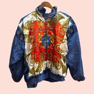 Vintage Baroque Maximalist Print Windbreaker